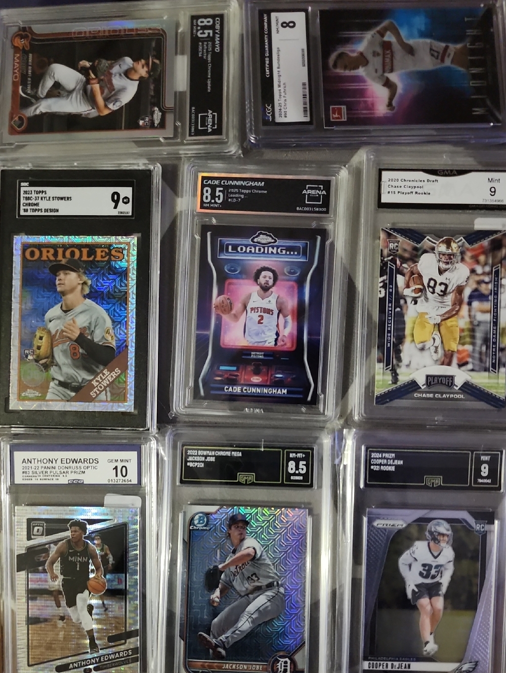 Graded Sports Card Lot Of 8 Including: Anthony Edwards, Cooper Dejean, Coby Mayo